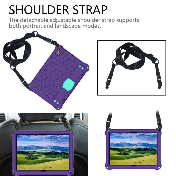 For Lenovo Tab E10 TB-X104F Honeycomb Design EVA + PC Material Four Corner Anti Falling Flat Protective Shell with Strap(Purple+Aqua) - Lenovo by buy2fix | Online Shopping UK | buy2fix