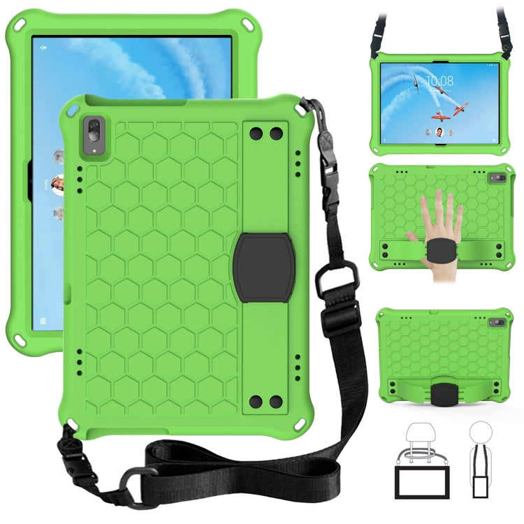 For Lenovo Tab E10 TB-X104F Honeycomb Design EVA + PC Material Four Corner Anti Falling Flat Protective Shell with Strap(Green+Black) - Lenovo by buy2fix | Online Shopping UK | buy2fix