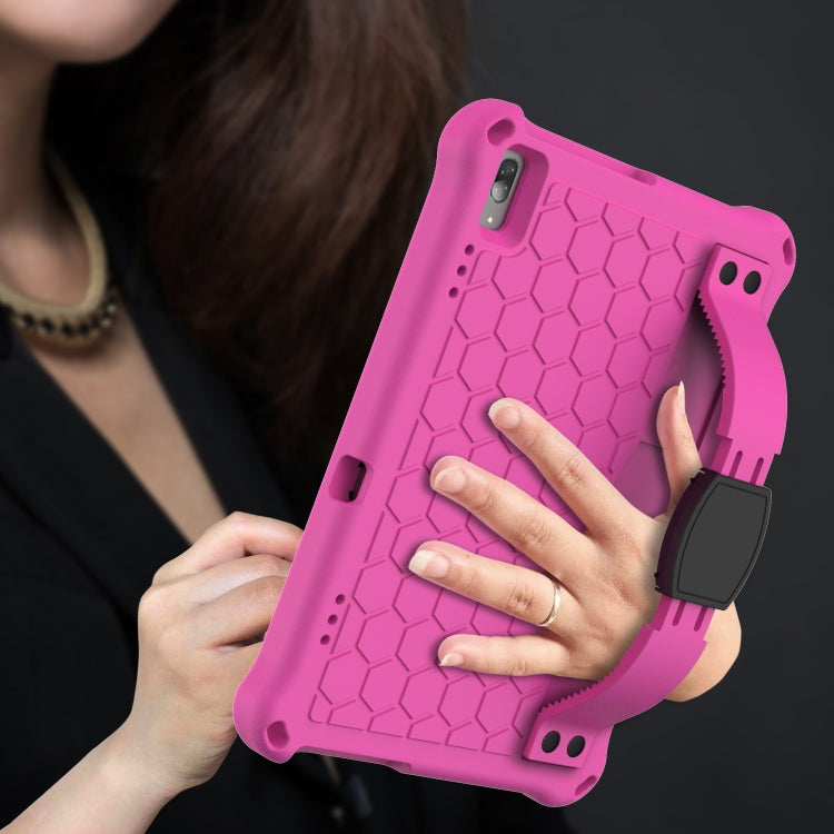 For Lenovo Tab E10 TB-X104F Honeycomb Design EVA + PC Material Four Corner Anti Falling Flat Protective Shell with Strap(Rose Red+Black) - Lenovo by buy2fix | Online Shopping UK | buy2fix