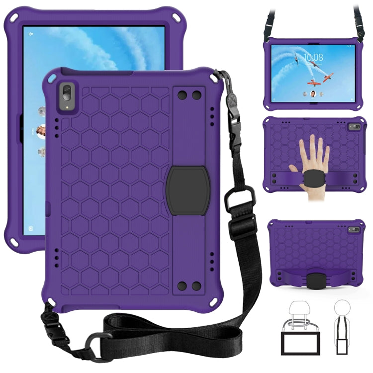 For Lenovo Tab E10 TB-X104F Honeycomb Design EVA + PC Material Four Corner Anti Falling Flat Protective Shell with Strap(Purple+Black) - Lenovo by buy2fix | Online Shopping UK | buy2fix