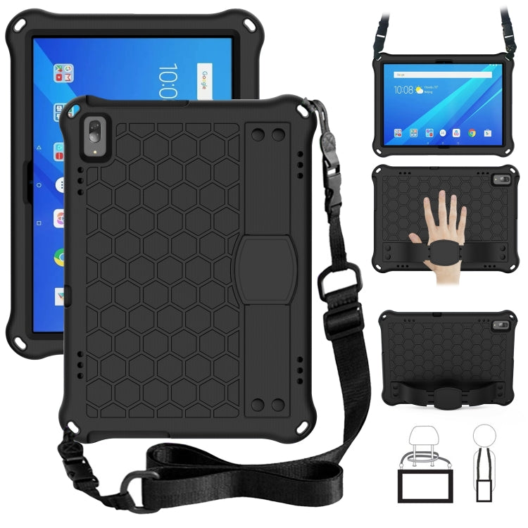 For Lenovo Tab 4 10 Plus TB-X704F/N/L/V Honeycomb Design EVA + PC Material Four Corner Anti Falling Flat Protective Shell with Strap(Black+Black) - Lenovo by buy2fix | Online Shopping UK | buy2fix