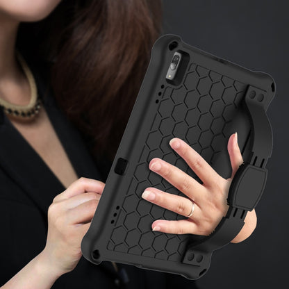 For Lenovo Tab 4 10 Plus TB-X704F/N/L/V Honeycomb Design EVA + PC Material Four Corner Anti Falling Flat Protective Shell with Strap(Black+Black) - Lenovo by buy2fix | Online Shopping UK | buy2fix