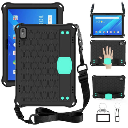 For Lenovo Tab 4 10 Plus TB-X704F/N/L/V Honeycomb Design EVA + PC Material Four Corner Anti Falling Flat Protective Shell with Strap(Black+Aqua) - Lenovo by buy2fix | Online Shopping UK | buy2fix
