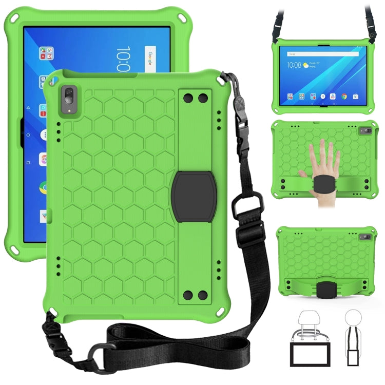 For Lenovo Tab 4 10 Plus TB-X704F/N/L/V Honeycomb Design EVA + PC Material Four Corner Anti Falling Flat Protective Shell with Strap(Green+Black) - Lenovo by buy2fix | Online Shopping UK | buy2fix