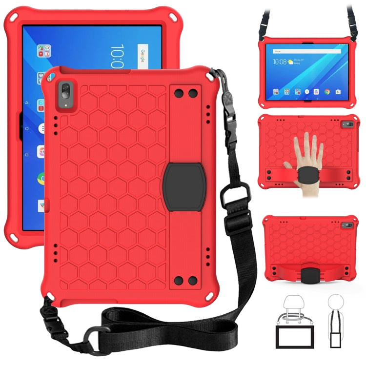 For Lenovo Tab 4 10 Plus TB-X704F/N/L/V Honeycomb Design EVA + PC Material Four Corner Anti Falling Flat Protective Shell with Strap(Red+Black) - Lenovo by buy2fix | Online Shopping UK | buy2fix