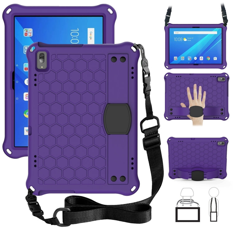 For Lenovo Tab 4 10 Plus TB-X704F/N/L/V Honeycomb Design EVA + PC Material Four Corner Anti Falling Flat Protective Shell with Strap(Purple+Black) - Lenovo by buy2fix | Online Shopping UK | buy2fix
