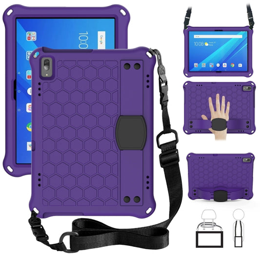 For Lenovo Tab 4 10 Plus TB-X704F/N/L/V Honeycomb Design EVA + PC Material Four Corner Anti Falling Flat Protective Shell with Strap(Purple+Black) - Lenovo by buy2fix | Online Shopping UK | buy2fix