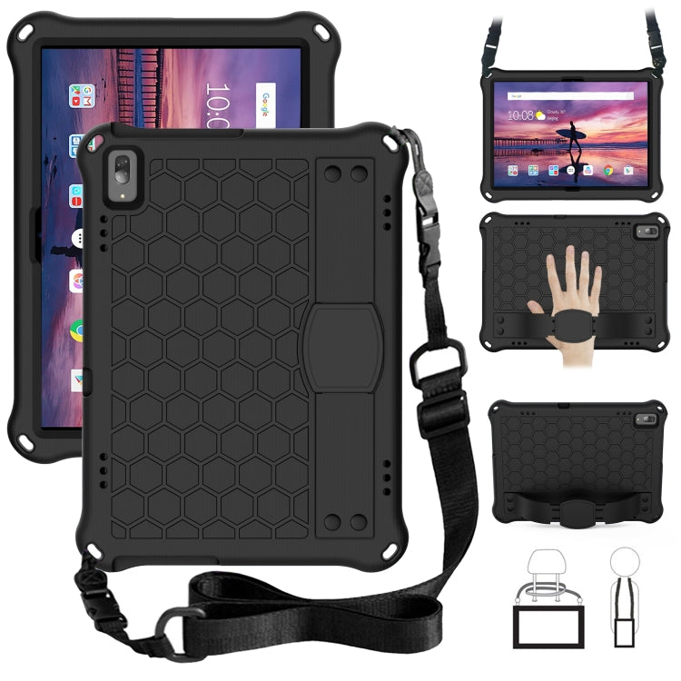 For Lenovo Tab 4 10 TB-X304F/N Honeycomb Design EVA + PC Material Four Corner Anti Falling Flat Protective Shell with Strap(Black+Black) - Lenovo by buy2fix | Online Shopping UK | buy2fix
