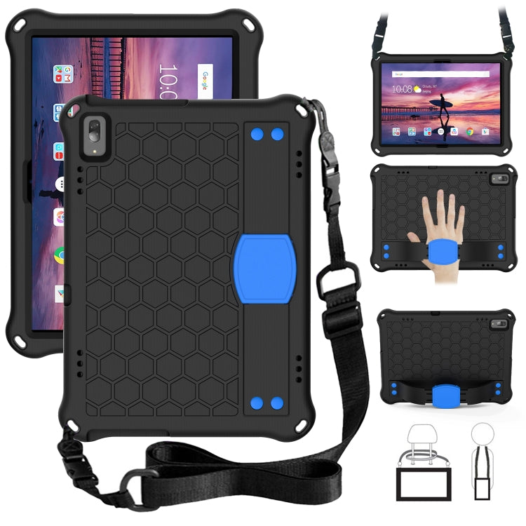 For Lenovo Tab 4 10 TB-X304F/N Honeycomb Design EVA + PC Material Four Corner Anti Falling Flat Protective Shell with Strap(Black+Blue) - Lenovo by buy2fix | Online Shopping UK | buy2fix