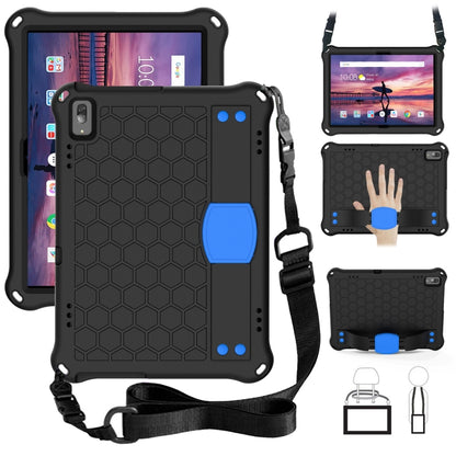 For Lenovo Tab 4 10 TB-X304F/N Honeycomb Design EVA + PC Material Four Corner Anti Falling Flat Protective Shell with Strap(Black+Blue) - Lenovo by buy2fix | Online Shopping UK | buy2fix