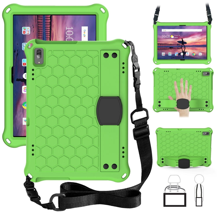 For Lenovo Tab 4 10 TB-X304F/N Honeycomb Design EVA + PC Material Four Corner Anti Falling Flat Protective Shell with Strap(Green+Black) - Lenovo by buy2fix | Online Shopping UK | buy2fix