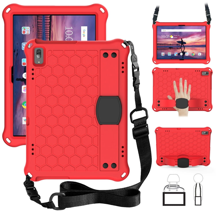 For Lenovo Tab 4 10 TB-X304F/N Honeycomb Design EVA + PC Material Four Corner Anti Falling Flat Protective Shell with Strap(Red+Black) - Lenovo by buy2fix | Online Shopping UK | buy2fix