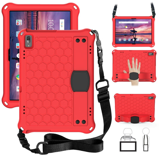 For Lenovo Tab 4 10 TB-X304F/N Honeycomb Design EVA + PC Material Four Corner Anti Falling Flat Protective Shell with Strap(Red+Black) - Lenovo by buy2fix | Online Shopping UK | buy2fix