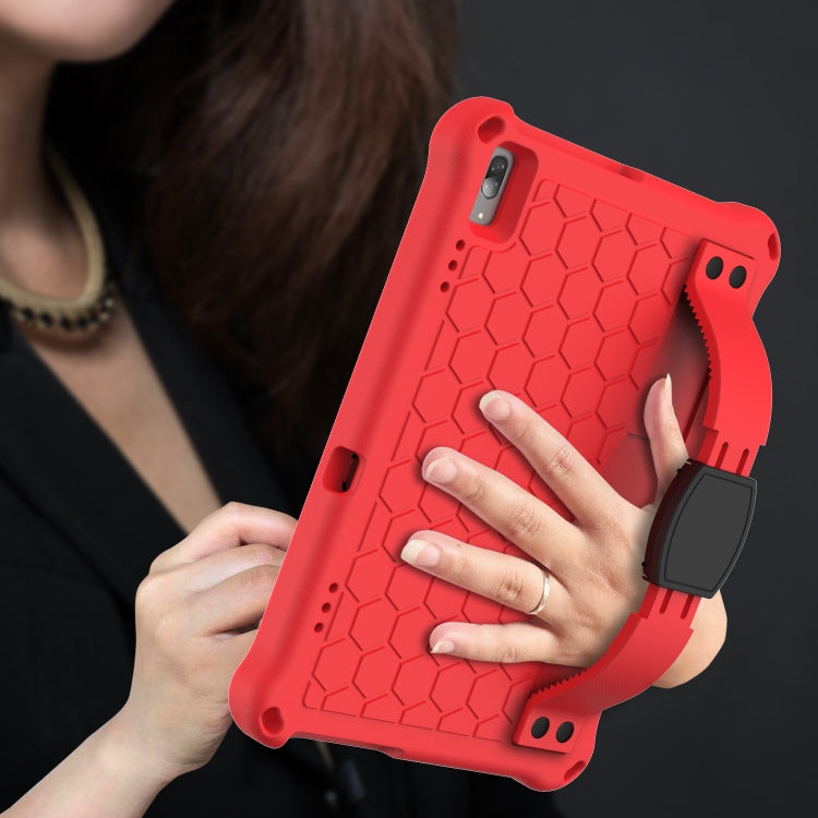 For Lenovo Tab 4 10 TB-X304F/N Honeycomb Design EVA + PC Material Four Corner Anti Falling Flat Protective Shell with Strap(Red+Black) - Lenovo by buy2fix | Online Shopping UK | buy2fix