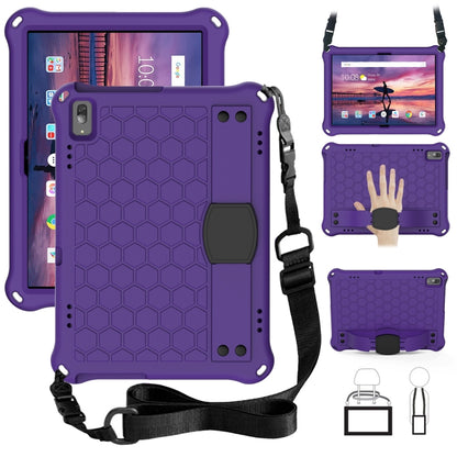 For Lenovo Tab 4 10 TB-X304F/N Honeycomb Design EVA + PC Material Four Corner Anti Falling Flat Protective Shell with Strap(Purple+Black) - Lenovo by buy2fix | Online Shopping UK | buy2fix