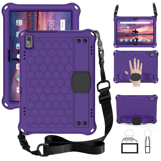 For Lenovo Tab 4 10 TB-X304F/N Honeycomb Design EVA + PC Material Four Corner Anti Falling Flat Protective Shell with Strap(Purple+Black) - Lenovo by buy2fix | Online Shopping UK | buy2fix