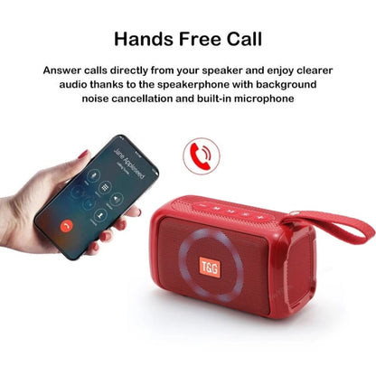 T&G TG193 Portable Bluetooth Speaker LED Light Waterproof Outdoor Subwoofer Support TF Card / FM Radio / AUX(Red) - Desktop Speaker by T&G | Online Shopping UK | buy2fix