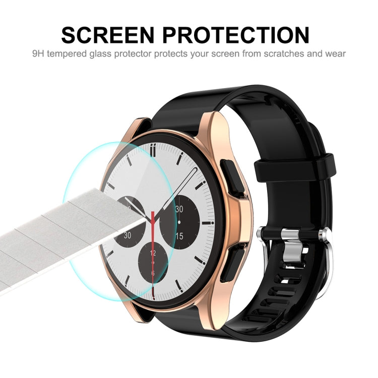 For Samsung Galaxy Watch4 Classic 42mm ENKAY Hat-Prince Full Coverage Electroplate Soft Case TPU HD Clear Cover + Tempered Glass Protector(Rose Gold) - Watch Cases by ENKAY | Online Shopping UK | buy2fix