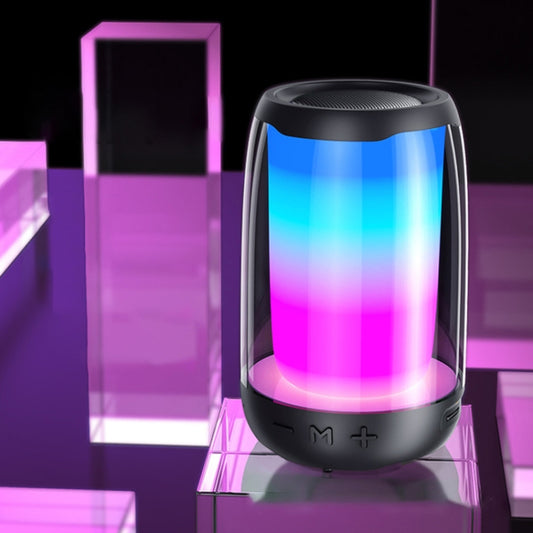 P4 LED Portable Bluetooth Wireless Bass Waterproof Outdoor Speaker Support AUX / TF Card / USB(Black) by buy2fix