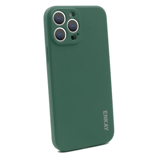 For iPhone 13 Pro Max Hat-Prince ENKAY Liquid Silicone Shockproof Protective Case Cover  (Dark Green) - iPhone 13 Pro Max Cases by ENKAY | Online Shopping UK | buy2fix