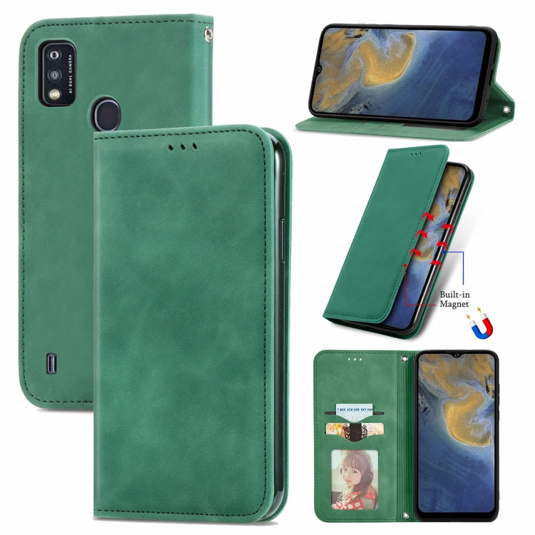 For ZTE A51 Retro Skin Feel Business Magnetic Horizontal Flip Leather Case with Holder & Card Slots & Wallet & Photo Frame(Green) - ZTE Cases by buy2fix | Online Shopping UK | buy2fix