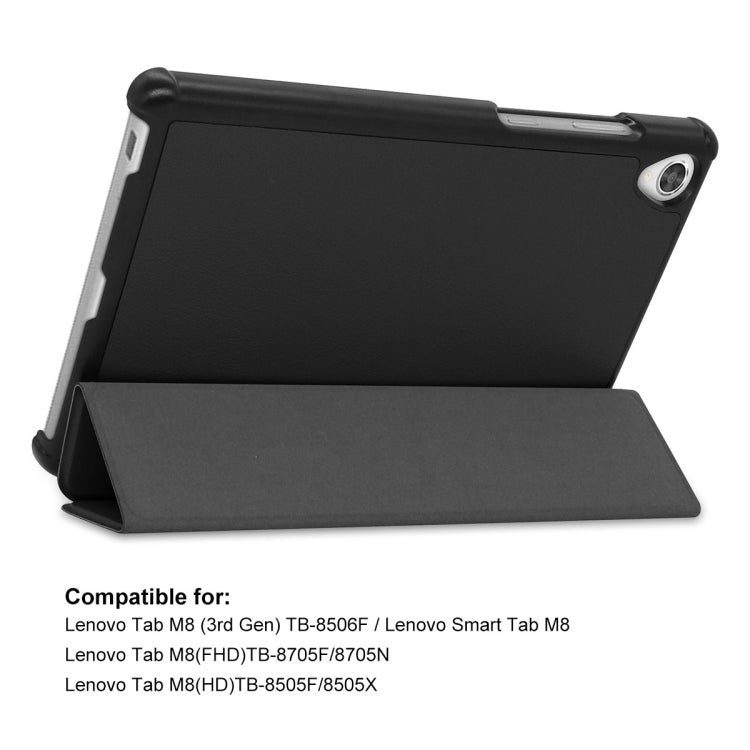 For Lenovo Tab M8 1/2/3 ENKAY Custer Texture Horizontal Flip PU+PC Leather Case with Three-folding Holder(Dark Blue) - Lenovo by ENKAY | Online Shopping UK | buy2fix