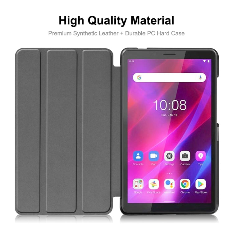 For Lenovo Tab M7 1/2/3 ENKAY Custer Texture Horizontal Flip PU+PC Leather Case with Three-folding Holder(Black) - Lenovo by ENKAY | Online Shopping UK | buy2fix