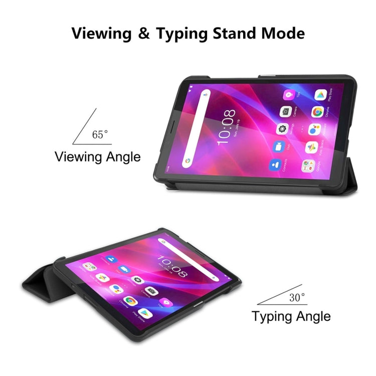 For Lenovo Tab M7 1/2/3 ENKAY Custer Texture Horizontal Flip PU+PC Leather Case with Three-folding Holder(Black) - Lenovo by ENKAY | Online Shopping UK | buy2fix