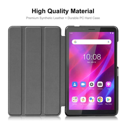 For Lenovo Tab M7 1/2/3 ENKAY Custer Texture Horizontal Flip PU+PC Leather Case with Three-folding Holder(Grey) - Lenovo by ENKAY | Online Shopping UK | buy2fix