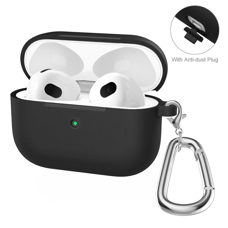 ENKAY Hat-Prince Thickened Silicone Protective Case Shock-Absorbing Cover with Keychain for Apple AirPods 3(Black) by ENKAY