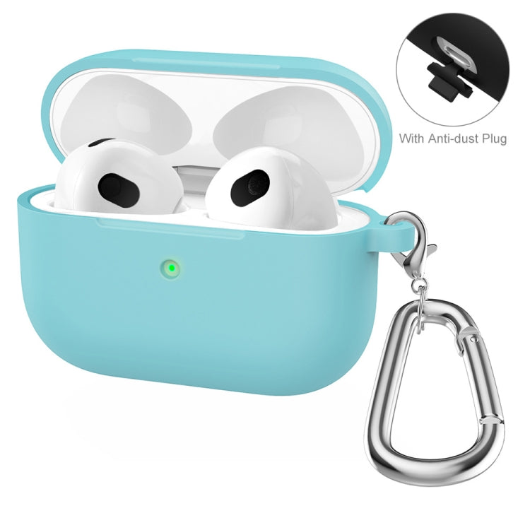 ENKAY Hat-Prince Thickened Silicone Protective Case Shock-Absorbing Cover with Keychain for Apple AirPods 3(Cyan) by ENKAY