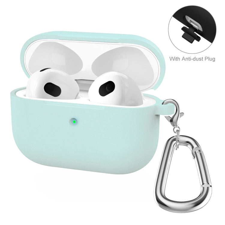 ENKAY Hat-Prince Thickened Silicone Protective Case Shock-Absorbing Cover with Keychain for Apple AirPods 3(Light Green) by ENKAY