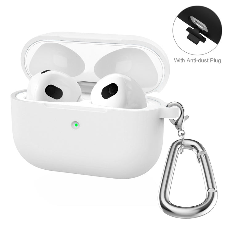 ENKAY Hat-Prince Thickened Silicone Protective Case Shock-Absorbing Cover with Keychain for Apple AirPods 3(White) by ENKAY
