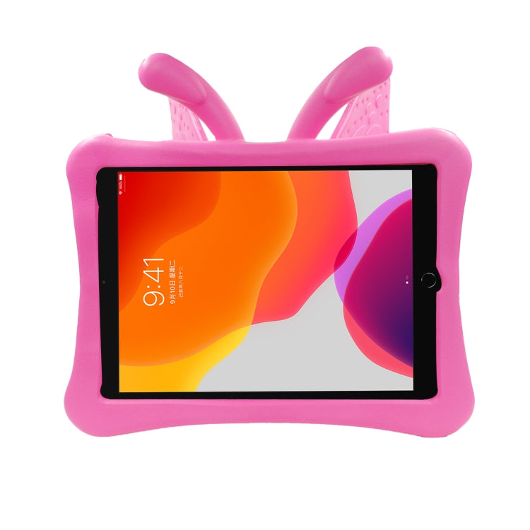 For iPad 10.2 2021 Butterfly Bracket Style EVA Children Falling Proof Cover Protective Case(RoseRed) - iPad 10.2 Cases by buy2fix | Online Shopping UK | buy2fix