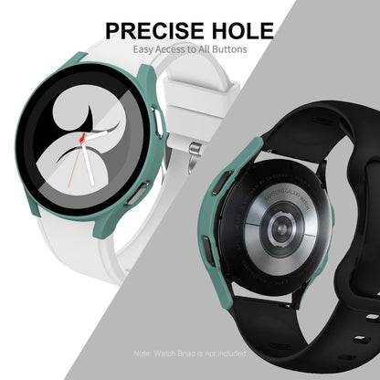 ENKAY Hat-Prince Full Coverage PC Frame + Tempered Glass Protector Composite Case for Samsung Galaxy Watch4 44mm(White) - Watch Cases by ENKAY | Online Shopping UK | buy2fix