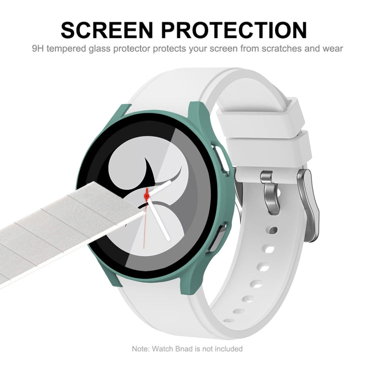 ENKAY Hat-Prince Full Coverage PC Frame + Tempered Glass Protector Composite Case for Samsung Galaxy Watch4 44mm(Black) - Watch Cases by ENKAY | Online Shopping UK | buy2fix