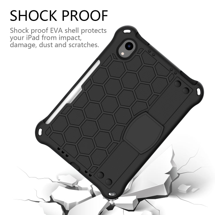 For iPad mini 6 / mini 2024 Honeycomb EVA Hybrid PC Tablet Case with Strap(Black+Black) - iPad mini 6 Cases by buy2fix | Online Shopping UK | buy2fix
