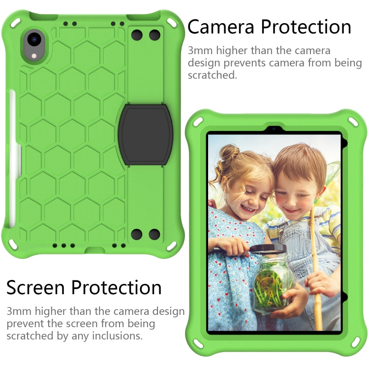 For iPad mini 6 / mini 2024 Honeycomb EVA Hybrid PC Tablet Case with Strap(Green+Black) - iPad mini 6 Cases by buy2fix | Online Shopping UK | buy2fix