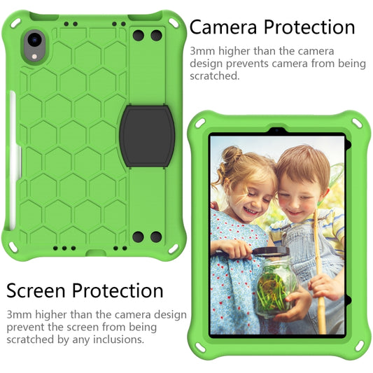 For iPad mini 6 / mini 2024 Honeycomb EVA Hybrid PC Tablet Case with Strap(Green+Black) - iPad mini 6 Cases by buy2fix | Online Shopping UK | buy2fix