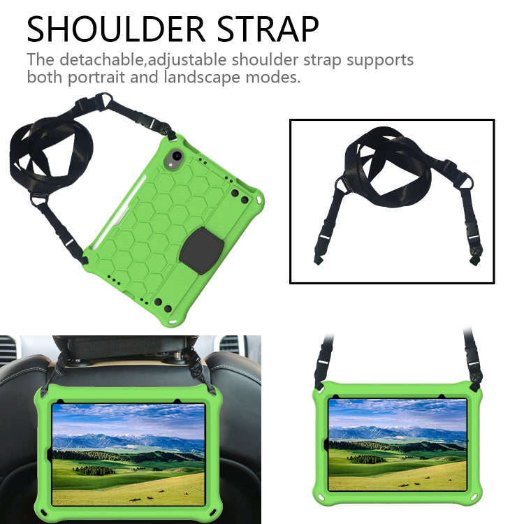 For iPad mini 6 / mini 2024 Honeycomb EVA Hybrid PC Tablet Case with Strap(Green+Black) - iPad mini 6 Cases by buy2fix | Online Shopping UK | buy2fix