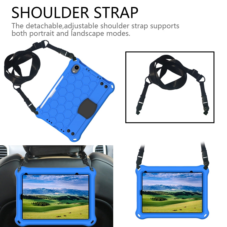 For iPad mini 6 / mini 2024 Honeycomb EVA Hybrid PC Tablet Case with Strap(Blue+Black) - iPad mini 6 Cases by buy2fix | Online Shopping UK | buy2fix