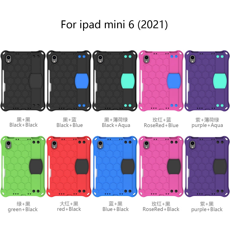 For iPad mini 6 / mini 2024 Honeycomb EVA Hybrid PC Tablet Case with Strap(Purple+Aqua) - iPad mini 6 Cases by buy2fix | Online Shopping UK | buy2fix