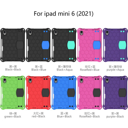 For iPad mini 6 / mini 2024 Honeycomb EVA Hybrid PC Tablet Case with Strap(Purple+Aqua) - iPad mini 6 Cases by buy2fix | Online Shopping UK | buy2fix