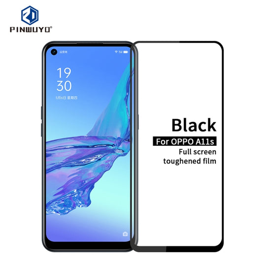 For OPPO A11s PINWUYO 9H 2.5D Full Screen Tempered Glass Film(Black)