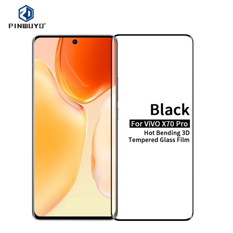 For vivo X70 Pro PINWUYO 9H 3D Hot Bending Tempered Glass Film(Black) - vivo Tempered Glass by PINWUYO | Online Shopping UK | buy2fix