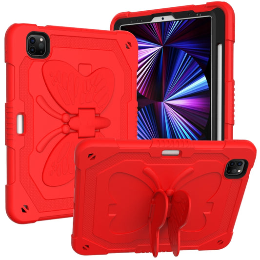 Pure Color PC + Silicone Anti-drop Tablet Tablet Case with Butterfly Holder & Pen Slot For iPad Pro 11 2018 & 2020 & 2021 & Air 2020 10.9(Red) - iPad Pro 11 (2022/2021) Cases by buy2fix | Online Shopping UK | buy2fix