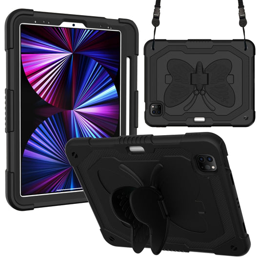 Pure Color PC + Silicone Anti-drop Tablet Tablet Case with Butterfly Holder & Pen Slot For iPad Pro 11 2018 & 2020 & 2021 & Air 2020 10.9(Black) - iPad Pro 11 (2022/2021) Cases by buy2fix | Online Shopping UK | buy2fix