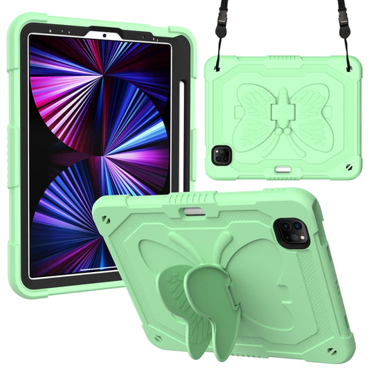 Pure Color PC + Silicone Anti-drop Tablet Tablet Case with Butterfly Holder & Pen Slot For iPad Pro 11 2018 & 2020 & 2021 & Air 2020 10.9(Fresh Green) - iPad Pro 11 (2022/2021) Cases by buy2fix | Online Shopping UK | buy2fix