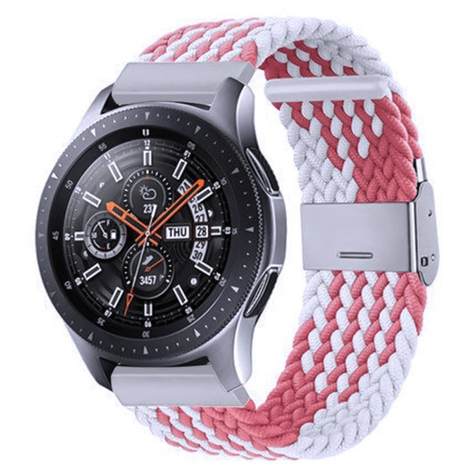 For Samsung Galaxy Watch 4 / Watch 5 20mm Nylon Braided Metal Buckle Watch Band(Z Pink White) - Watch Bands by buy2fix | Online Shopping UK | buy2fix