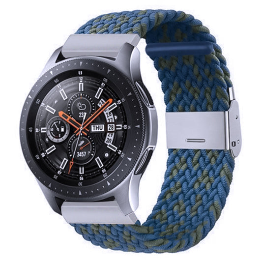 For Samsung Galaxy Watch 4 / Watch 5 20mm Nylon Braided Metal Buckle Watch Band(W Blue Green) - Watch Bands by buy2fix | Online Shopping UK | buy2fix